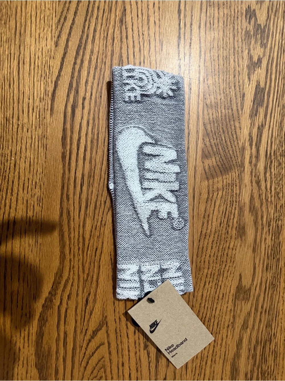 Nike Grey and White Logo Knit Headband